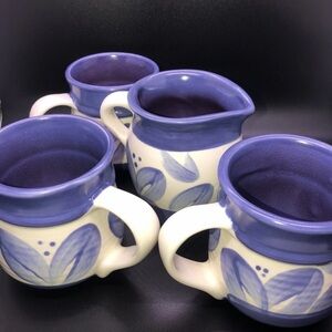 pfaltzgraff Villa Flora 3 Mugs & cream and sugar bowl Mexico Retired Pattern